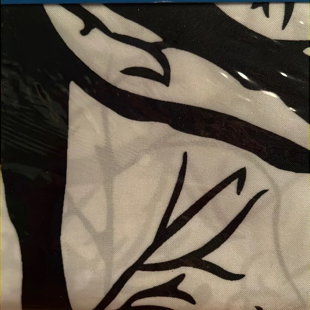 black tree silhouette on white shower curtain 72” x 72“ with curtain rings-NIB